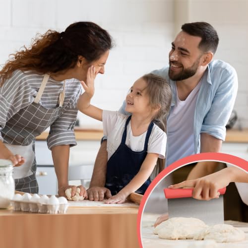Multi-Purpose Stainless Steel Bench Scraper Dough Blender & Pastry Cutter - color: Coral