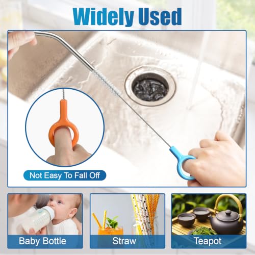 AONEZ Straw Cleaner Brush Set with Color Hanging Loop