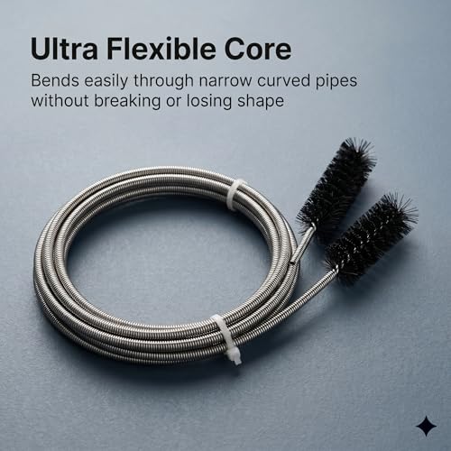 Flexible Drain Clog Remover Brush Double Head Extended Reach Cleaning Tool for Bathroom Kitchen and Sink Drains Black - color: Black, size: Large