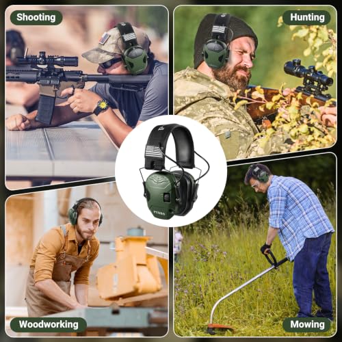 Electronic Shooting Ear Protection w/Gel Pads, 23dB NRR Active Noise Reduction & 3X Amplification Headset for Shooters - color: Green
