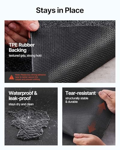 VEVOR Garage Floor Mat, 7.5'x20' Oil Spill Mat Waterproof Protection from Water Snow Rain Mud and Oil for Under Car, Non-Slip Containment Mat with TPE Anti-Leak Backing & Easy Clean & Cuttable - size: 7.5' x 20'