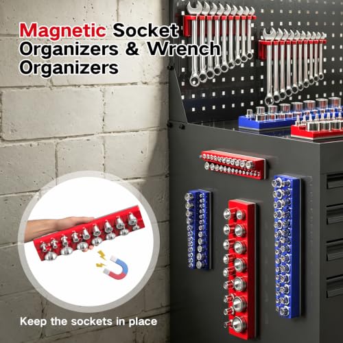 8-Piece Magnetic Socket Organizer and Wrench Organizer Set