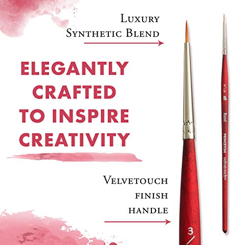 Princeton Velvetouch, Series 3950, Paint Brush for Acrylic, Oil and Watercolor, Round, 3/0 - size: Size 3/0 inch