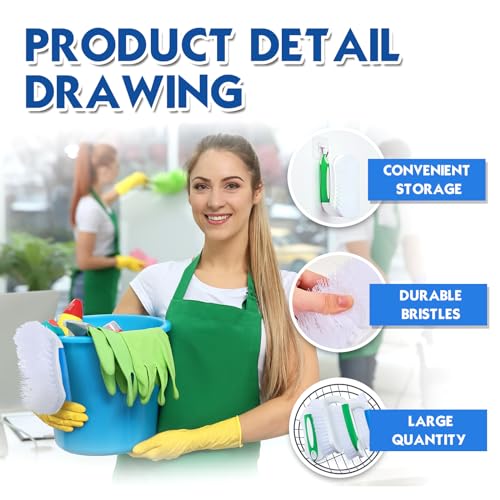 Lallisa 12 Pcs Scrub Brush Bulk for Cleaning with Handle, Green - color: Green