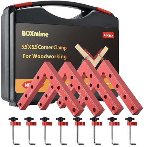 90 Degree Clamp Aluminum Alloy Corner Clamps for Woodworking,5.5" x 5.5"Carpenter Right Angle Clamping Square Tools for Box,Shelves,Picture frames,Drawers Cabinets Position (4 PACK) - style: 14x14cm 4Pack
