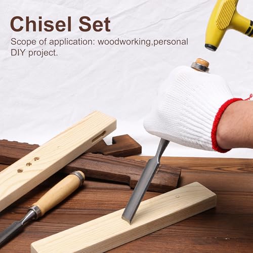 4 Pcs Half Round Chisel Set Inner Edge DIY Wood Gouge Woodworking Tool - 6mm 12mm 18mm 24mm