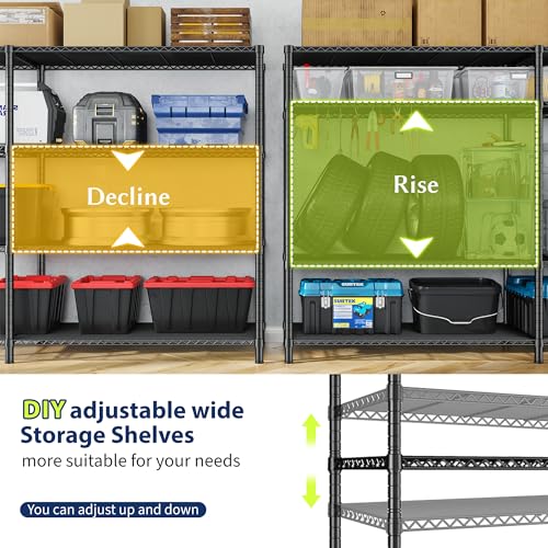 Romorgniz 52.4" W Storage Shelves, 1120LBS Heavy-Duty&L-Shaped for Kitchen - size: 13.78"D x 52.36"W x 59"H
