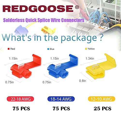 175PCS Solderless Quick Splice Wire Connectors, 22-10 AWG Lock Snap Electrical Wire Connector(22-18AWG 75PCS, 18-14AWG 75PCS, 12-10AWG 25PCS) - style: Kit-175