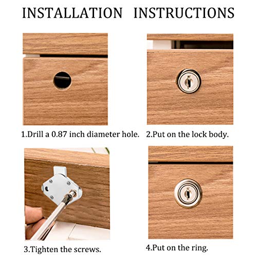 XIEHE 801 Office Furniture Desk Drawer Lock Cabinet Door Locker with Keys 7/8 in. Outside Diameter (1 Pack, Chrome, keyed different1) - color: Chrome, 1PACK, size: 801 Keyed Different