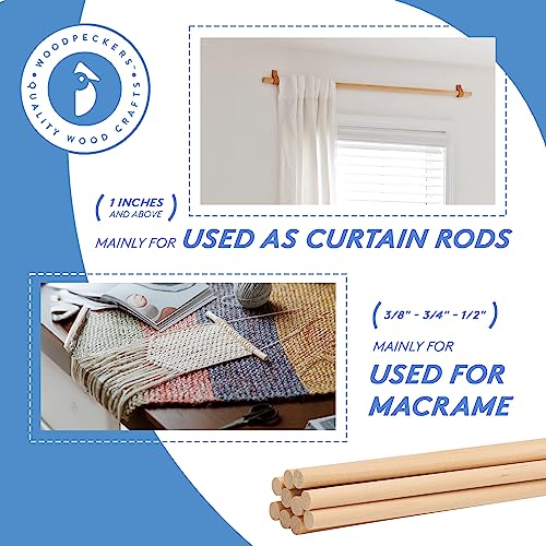 Dowel Rods Wood Sticks Wooden Dowel Rods 1/8 x 36 Inch Unfinished Hardwood Sticks for Crafts and DIYers 250 Pieces by Woodpeckers - color: Pack of 250, size: 1/8" x 36" Dowels
