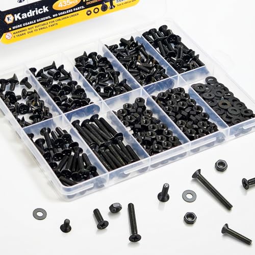 KADRICK 435Pcs M4 Countersunk Screw Kit,Flat Head Bolts 8MM-25MM - size: M4 435Pcs 8-25mm