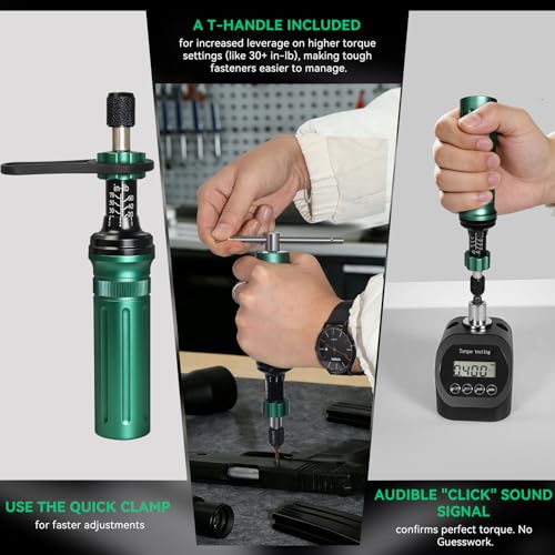 Inch Pound Torque Screwdriver Set, 10-70 in-lb, 1/4" Drive, 24 PCS - color: Army Green