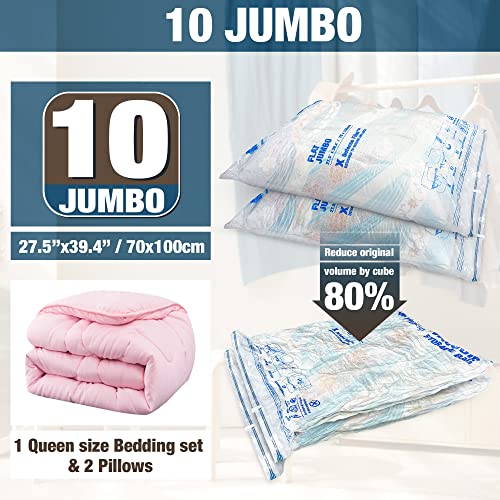 10 Jumbo Vacuum Storage Bags for Bedding, Vacuum Seal Bags for Clothing (Pack of 2) - size: 10-Jumbo (Pack of 2)