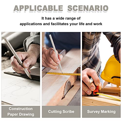 Honoson 200 Pcs Flat Construction Pencils with Printed Ruler Wood Graphite 2 Pcs Carpenter Pencil Sharpener for Woodworking Marking Tool(White) - color: White