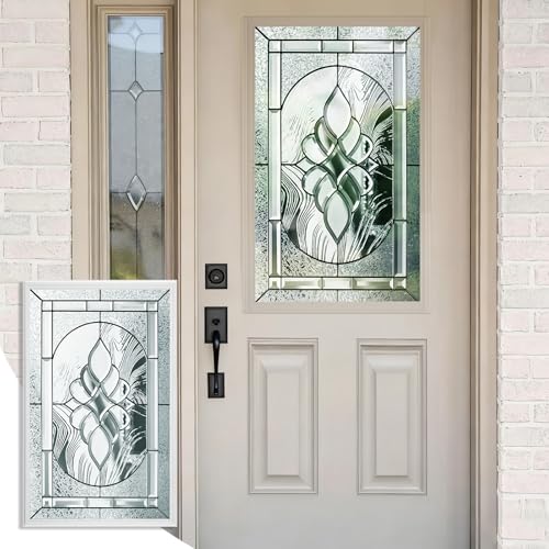 Pushglossy 22 x 36 Entry Door Glass Insert White Exterior Front Door Window Inserts Replacement Kit for Home Improvement (Low-e Glass,Nickel Caming) - size: 22 x 36, style: Nickel Caming