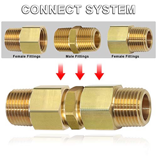 KOOTANS 1/2 NPT x 1/2 NPT Male Solid Brass Hex Nipples,4 PACK - size: 1/2 NPT x 1/2 NPT (O.D x O.D: 3/4'' x 3/4'')