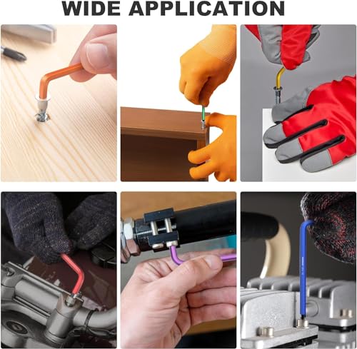 MAXPOWER Allen Wrenches Sets, 27-Piece Allen Key Wrench Set Includes SAE (1/6-3/8"), Metric (1.5-10mm), Torx (T10-T50), Extra Long Arm Ball & Torx End Hex Key Set with T-Handle - size: 27-piece