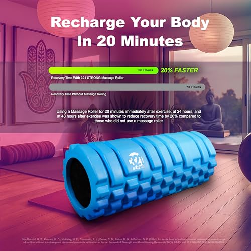 321 STRONG Patented 3-Zone Massage Roller, Medium Density for Exercise - color: Bubble Gum