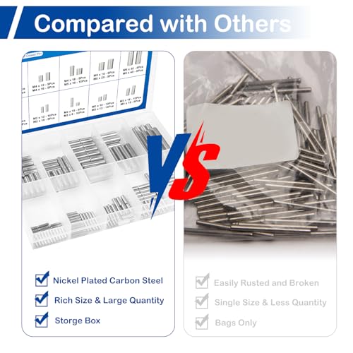 150Pcs Stainless Steel Dowel Pin Assortment Kit, 20 Sizes(M2, M3, M4, M5) - size: M2-M5 Assorted