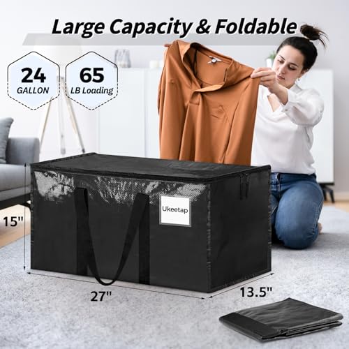 16 Pack Extra Large Clothes Storage Bins with Lids, Moving Bags, Black - color: Black, size: 16 Pack