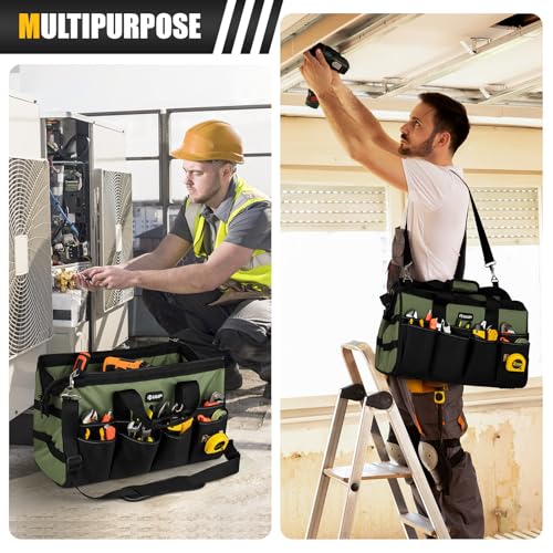 UUP 18" Large Tool Bag, Heavy Duty Spacious Carry Tool Box Organizer, Green - color: Green, size: 18 Inch