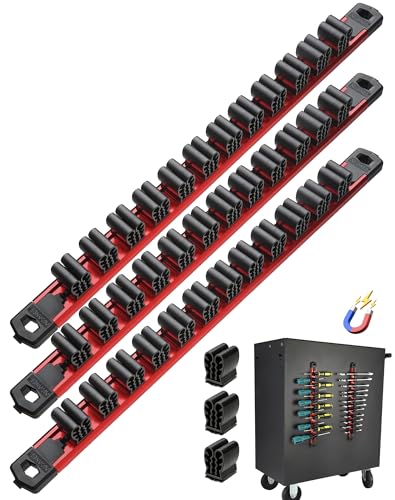 ALOANES Magnetic Screwdriver Organizer 36-Slot Red 3PC for Toolbox - color: Red