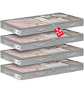 punemi Low-Profile Under Bed Storage Containers, 20 x 40 x 3 in, 4 Pack - color: Grey, size: 4 Pack-3 inch Tall-Soft