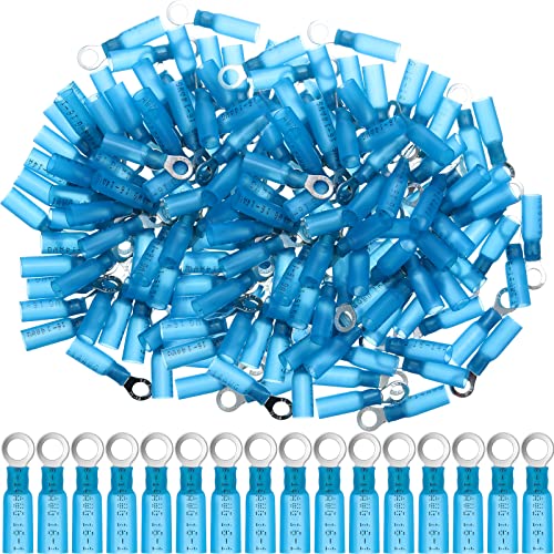 Ecally 300 Pcs Heat Shrink Ring Terminals Waterproof Wire, Blue, Ring #10 - color: Blue, size: Ring #10