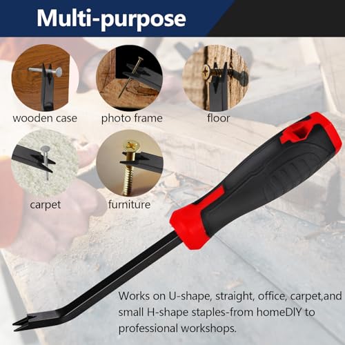 Heavy Duty Upholstery Staple Remover Puller Tool, Black Red - color: Black Red