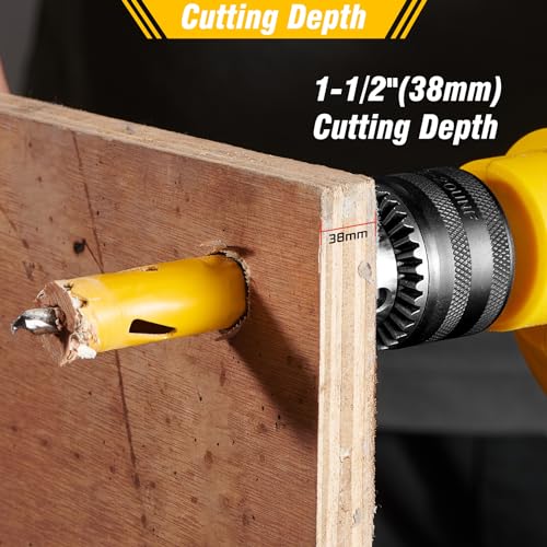 KATA 18 Piece Bi Metal Hole Saw Kit 3/4"-2-1/2" for Wood Metal PVC Drywall - color: 18PCS-L