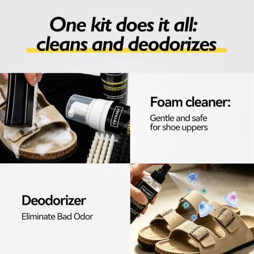 6-in-1 Shoe Cleaning Kit,with Plant-Based Foam, Deodorizing Spray
