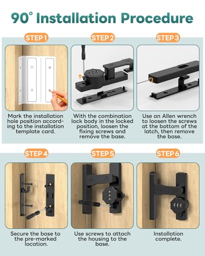 Keyless 90/180 Degree Sliding Barn Door Lock Latch, Black-2PCS - color: Black-2PCS