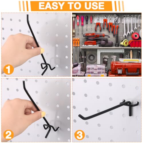 Shimeyao 200 Pcs Peg Board Hooks Stainless Steel Pegs,6 Inch,Black - color: Black, size: 6 Inch
