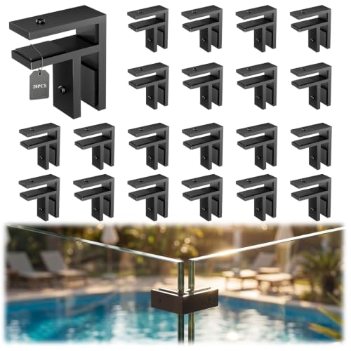 20 Pack Corner Railing Glass to Glass Clamps, Double Side Glass Clip - size: 20 Pack, style: 90 Degree