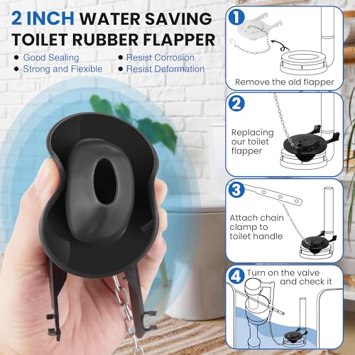 Saillong Universal Toilet Flusher Replacement Kit, Fill Valve, 2-Inch Flapper, Side Mount Handle Lever, Water-Saving, Adjustable Toilet Repair Kit Inside Tank, Easy to Install(1 Set,Dark Grey, Black) - color: Dark Grey, Black