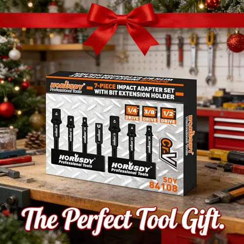 7-Piece High Torque Impact Socket Adapter & Magnetic Bit Holder Set, 1/4" Hex Shank Drill Socket Adapter to 1/2" 3/8" 1/4" Drive, Magnetic Bit Holder for Impact Driver & Drill, With Organizer Rack - color: 7 Pcs Black Magnetic Bit Holder