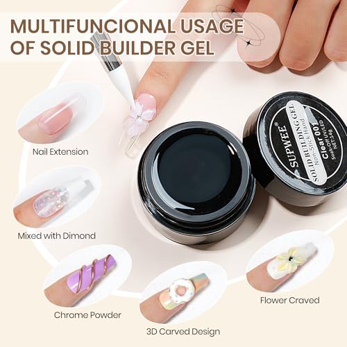 Clear 3D Sculpting Gel Non-Stick Hand Solid Builder Gel for Nails | 3D Nail Gel Art with Silicone Pen for 3D Molding Nail Art Home Manicure DIY for Women - color: Clear&Clear