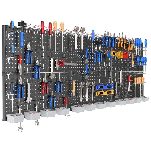 TORACK Garage Tools Organizer Boards Kit with Hooks, Black - color: Black
