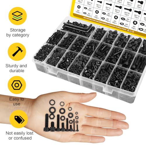 1760PCS M2 M3 M4 M5 Metric Hex Socket Head Screws Assortment Kit - size: M2M3M4M5 1760pcs