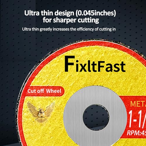 FIXLTFAST 1-1/2 Cut Off Wheels,1.5" x 1/8" Fiberglass Reinforced Metal Cutting disc for Rotary Tool Accessories Include Mandrels - 11 Pack - size: 1 1/2