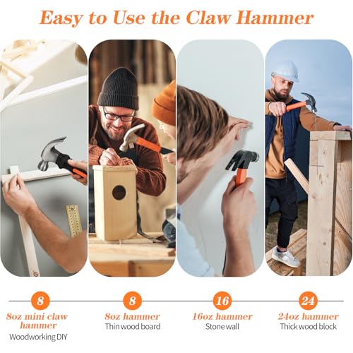 2pcs 16oz Claw Hammer, Straight Rip Claw Hammer - size: 2pcs 16oz