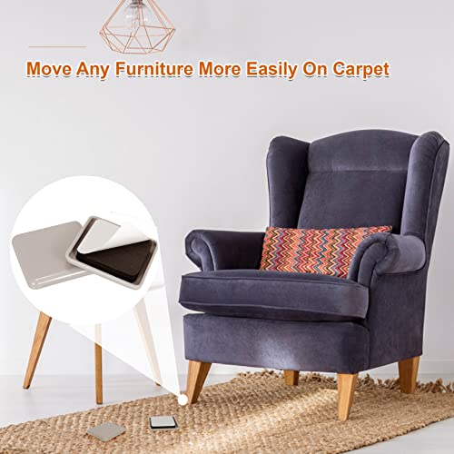 24PCS Furniture Sliders for Carpet & Hardwood Floors,1-1/2" Chair Sliders - size: 1 1/2 Inch Square