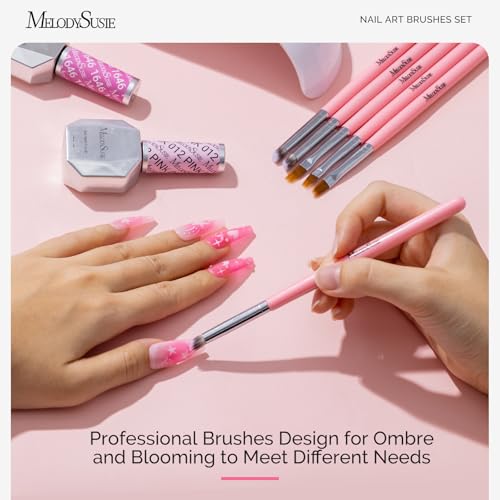 MelodySusie 6Pcs Ombre Nail Brushes - color: Light Pink, size: 6