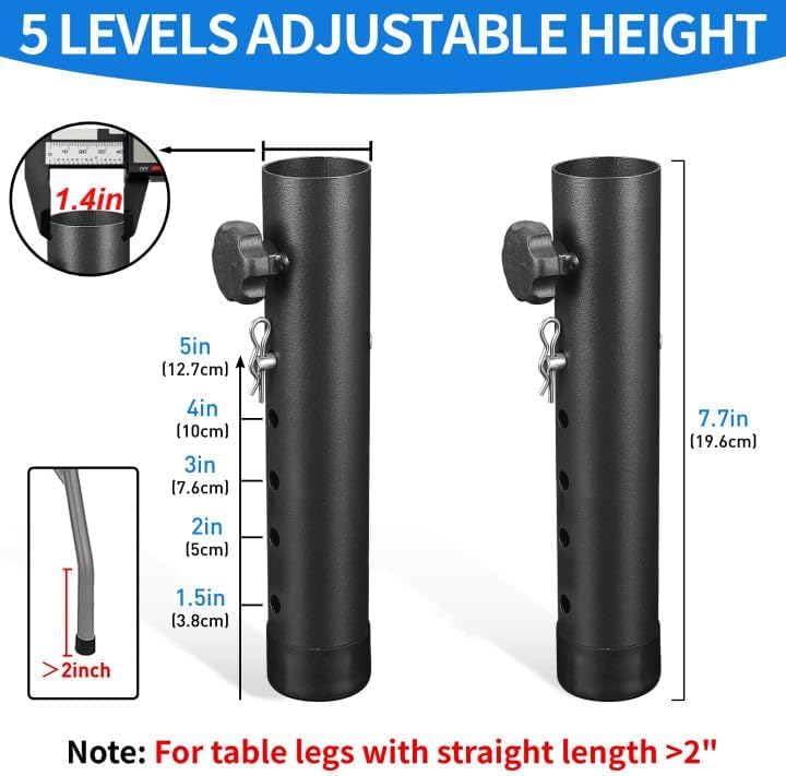 VinBee Folding Table Risers,Folding Table Leg Extenders,Levels Height Adjustable Risers for DIY & Office,Dining,Standing Desk 4Pack (7.7 inch (5 Levels) New) - size: 7.7 inch (5 Levels) new