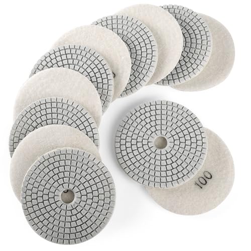 WORKEASE 4 Inch Diamond Polishing Pads Wet/Dry 12PCS, 100 Grit Diamond Sanding Pad, Granite Stone Concrete Marble Rock Countertop Quartz Polish Pad - size: 4 Inch 100 Grit
