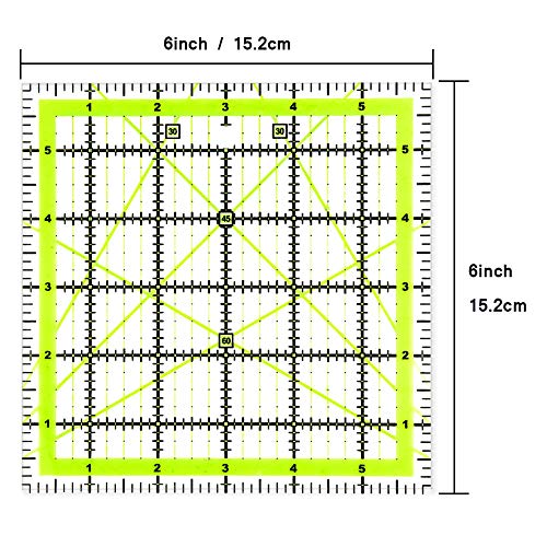 UOOU 6 Inch Square Quilting Ruler Fabric Cutting Ruler Sewing Ruler - color: Green-Medium