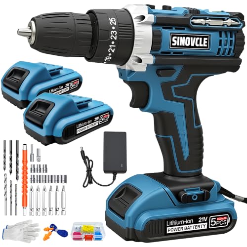 21V Cordless Drill, 2 Batteries, 50Nm Torque, 30-Piece Kit