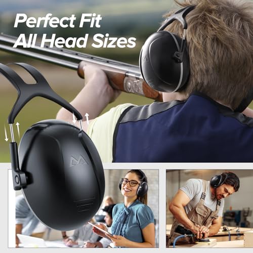 SNR 35dB High Noise Cancelling Ear Muffs, Ear Protection for Mowing, Adult Noise Cancelling Headphones for Autism, Hearing Protection Ear Muffs for Noise, Noise Reduction Earmuffs for Shooting,Mowing