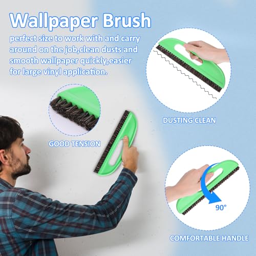 Wallpaper Smoothing Tools,Wallpaper Tool Kit with Squeegee Smoother,Seam Roller,Wallpaper Brush, Smoothing Tool Kit for Applying Peel and Stick Wallpaper, Vinyl Backsplash Tile