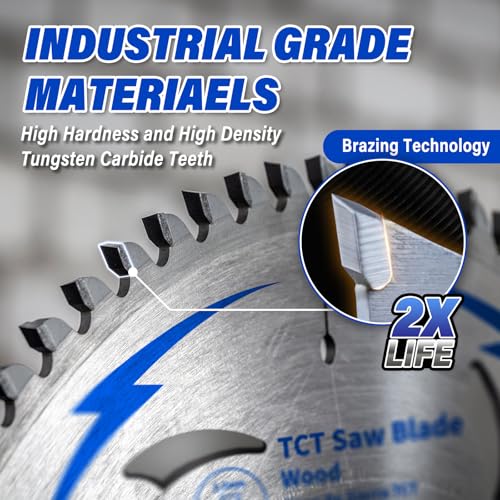 6-1/2 Inch Circular Saw Blade 24T&60T for Wood Cutting 5/8" Arbor - size: 6-1/2 In 24&60T(2PCS)